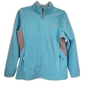 The North Face Fleece Fullzip jacket Teal‎ Blue Girls XL 18 - Women's size Small